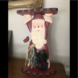 Rare Vintage Handcrafted Tall Santa Clause Solid Wood Shelf Decor